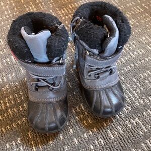 Kids Black Winter Snow Boots - Cozy Fleece Lined
